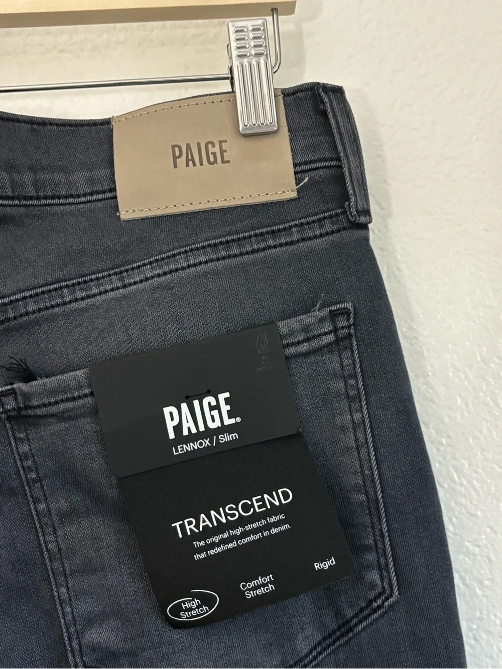 PAIGE Men's LENNOX Raw Hem Charcoal Slim Jeans Size: 30